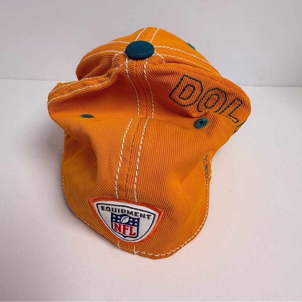 Vintage Miami Dolphins Reebok On Field Hat Cap Ball Cap M/L 1990s Orange Gray - Picture 3 of 7